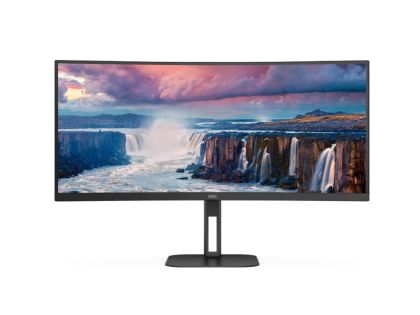 Монитор AOC CU34V5C/BK, 34" Curved 1500R VA WLED, 3440x1440@100Hz, 4ms GtG, 1ms MPRT, 300cd m/2, 3000:1, 20M:1 DCR, Adaptive Sync, FlickerFree, Low Blue Light, 5Wx2, Tilt, Height Adjust, Swivel, HDMI, DP, USB hub