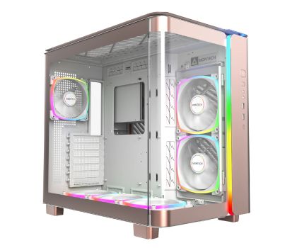 Montech кутия KING 95 Pro, Dual Chamber Mid-tower Case, 6 ARGB Fans, 2 Front Panels, Rose Gold