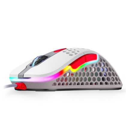 Mouse pentru jocuri Xtrfy M4 Retro, RGB, alb/gri/roșu