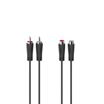 Cablu prelungitor audio HAMA 2 x Chinch tată - 2 x Chinch mamă, 1,5 m, Negru
