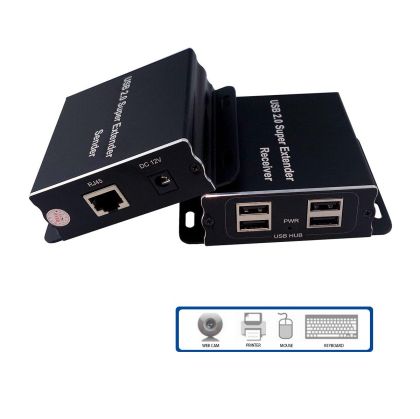 Extender USB (amplificator) ESTILLO ASKHU04-USB 1x4, amplifică semnalul USB până la 100 m prin cablu UTP CAT5e/6