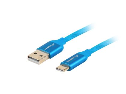 Cable Lanberg USB-C(M) -> USB-A (M) 2.0 cable 0.5m, blue QC 3.0 premium