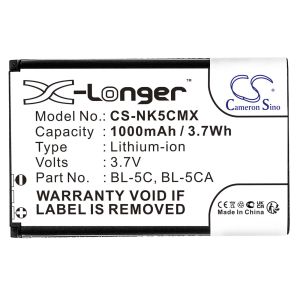 Mobile battery CAMERON SINO BL-5C, for Nokia 105 2700 3110 5130 6230 E50, 3.7V, 1000mAh