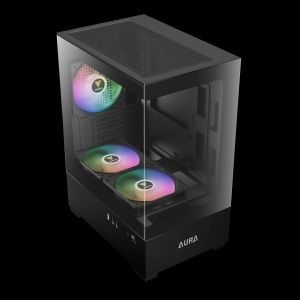 Gamdias кутия Case mATX - AURA GC9M - 3 x 120 mm A-RGB, Tempered Glass