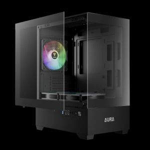 Gamdias кутия Case mATX - AURA GC9M - 3 x 120 mm A-RGB, Tempered Glass
