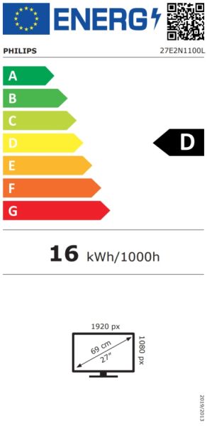 Монитор Philips 27E2N1100L, 27" VA WLED, 1920x1080@100Hz, 4ms GtG, 1ms MPRT, 250cd m/2, 4000:1, Mega Infinity DCR, Adaptive Sync, FlickerFree, LowBlue Mode, Tilt, D-SUB, HDMI