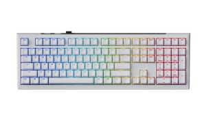 Ducky професионална геймърска механична клавиатура Professional Gaming Mechanical Keyboard One X Wireless White - Ducky AI Switches [Linear], Bluetooth, 2.4
