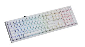 Ducky професионална геймърска механична клавиатура Professional Gaming Mechanical Keyboard One X Wireless White - Ducky AI Switches [Linear], Bluetooth, 2.4
