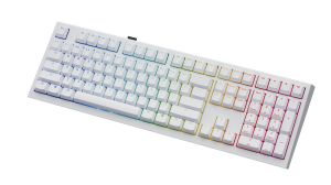 Ducky професионална геймърска механична клавиатура Professional Gaming Mechanical Keyboard One X Wireless White - Ducky AI Switches [Linear], Bluetooth, 2.4