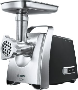 Месомелачка Bosch MFW68660, Meat mincer, ProPower 2200W, 4,3 kg/min, nr. 8, 3 sieves, kebbe attachment, juicer for soft fruits & vegetables, shredder with 4 drums, full inox tray, reverse function