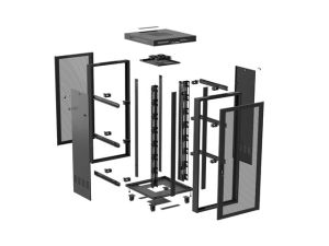 Комуникационен шкаф Lanberg rack cabinet 19" free-standing 47U/800X800 (FLAT PACK) with mesh door LCD black