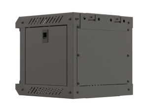 Комуникационен шкаф Lanberg rack cabinet 10" wall-mount 4U/300x300 (flat pack) with glass door black