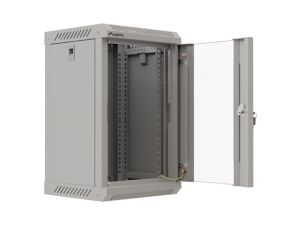 Комуникационен шкаф Lanberg rack cabinet 10" wall-mount 9U/300x300 (flat pack) with glass door grey
