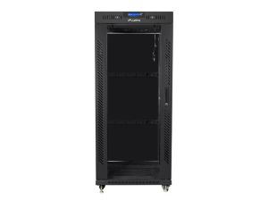 Комуникационен шкаф Lanberg rack cabinet 19" free-standing 27U/800x1000 (flat pack) with glass door lcd black v2