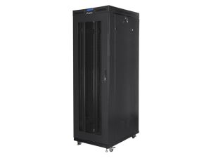 Комуникационен шкаф Lanberg rack cabinet 19" free-standing 27U/800x1000 (flat pack) with glass door lcd black v2