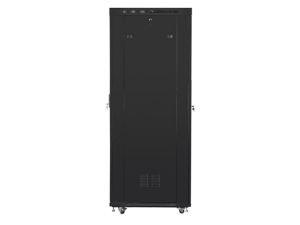 Комуникационен шкаф Lanberg rack cabinet 19" free-standing 42U/800x1000 (flat pack) with glass door lcd black v2