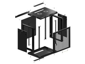 Комуникационен шкаф Lanberg rack cabinet 19" wall-mount 12U/600x450 with perforated door black (flat pack)