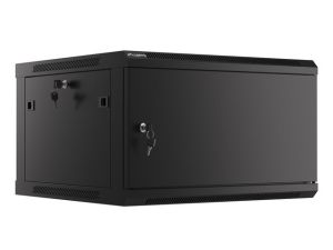 Комуникационен шкаф Lanberg rack cabinet 19" wall-mount 6U/600x600 for self-assembly with metal door black (flat pack)