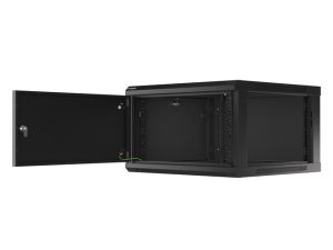 Комуникационен шкаф Lanberg rack cabinet 19" wall-mount 6U/600x600 for self-assembly with metal door black (flat pack)