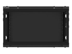 Комуникационен шкаф Lanberg rack cabinet 19" wall-mount 6U/600x600 for self-assembly with metal door black (flat pack)