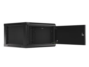 Комуникационен шкаф Lanberg rack cabinet 19" wall-mount 6U/600x600 for self-assembly with metal door black (flat pack)