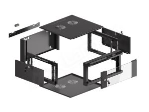 Комуникационен шкаф Lanberg rack cabinet 19" wall-mounted 4U 600 fast assembly (flat pack) black