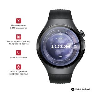 Часовник Huawei Watch 5, Rates-L19F, Black + Huawei FreeBuds 6i White
