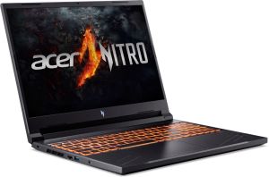 Лаптоп Acer Nitro 16, ANV16-71-76BW, Intel Core i7-14650HX (up to 5.2GHz, 30MB), 16" FHD IPS up to 165Hz SlimBezel, 16GB DDR5 (1 slot free), 1024GB PCIe NVMe SSD, GeForce RTX 4050 6GB GDDR6, Wi-Fi 6 AX201+BT5.1, Killer E2650, HD Cam, KB Backlight, No OS, 