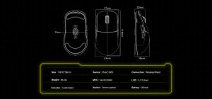 Scyrox професионална геймърска мишка V8 Yellow - Wireless Gaming Mouse - 8K Polling Rate