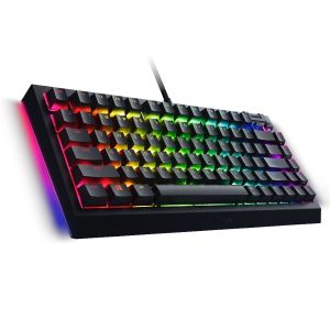 Razer BlackWidow V4 75%, tastatură pentru jocuri, aspect SUA, Razer Chroma RGB, design interschimbabil la cald, cablu tip C detașabil, spumă de amortizare a sunetului pentru PCB și carcasă, frecvență de sondare de până la 8.000 Hz, tastaturi ABS Doublesho