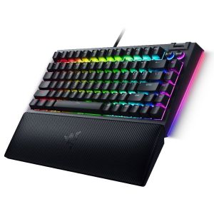 Razer BlackWidow V4 75%, tastatură pentru jocuri, aspect SUA, Razer Chroma RGB, design interschimbabil la cald, cablu tip C detașabil, spumă de amortizare a sunetului pentru PCB și carcasă, frecvență de sondare de până la 8.000 Hz, tastaturi ABS Doublesho
