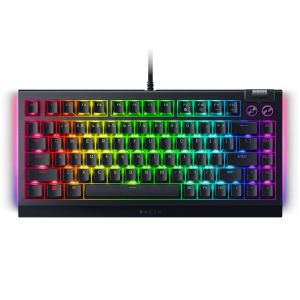 Razer BlackWidow V4 75%, tastatură pentru jocuri, aspect SUA, Razer Chroma RGB, design interschimbabil la cald, cablu tip C detașabil, spumă de amortizare a sunetului pentru PCB și carcasă, frecvență de sondare de până la 8.000 Hz, tastaturi ABS Doublesho