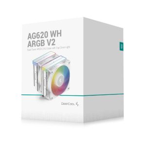 DeepCool CPU Cooler AG620 WH - Addressable RGB V2, Dual-Tower - LGA1700/AM5