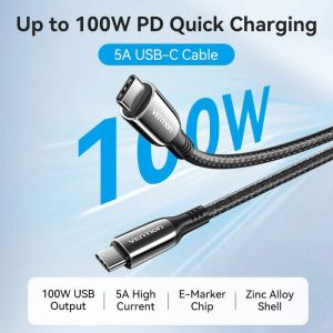 Vention USB2.0 Type-C/Type-C 100W, LED display 2m - CTKBH