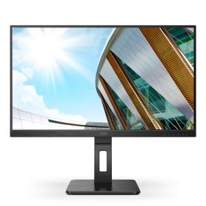 Monitor AOC Q27P2Q, 27" IPS WLED, 2560x1440@75Hz, 4ms GtG, 300cd m2, 1000:1, DCR 50M:1, FlickerFree, Low Blue Light, 2Wx2, Tilt, Height Adjust, HDMI-Swivel, Pivot , DP, hub USB