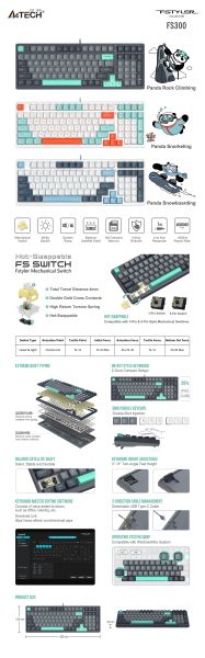 A4tech Fstyler FGS300 Panda Rock Mechanical TKL Cyrillic