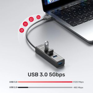 Unitek HUB USB-C 4 port - 4 x USB3.0 Black - Y-3089Z01