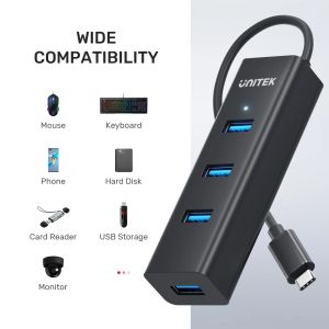 Unitek HUB USB-C 4 port - 4 x USB3.0 Black - Y-3089Z01