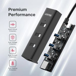 Unitek HUB USB-C 4 port - 4 x USB3.0 Black - Y-3089Z01