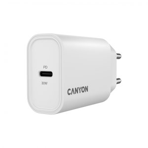 Canyon, PD 30W Travel Charger EU standard, Output: 5V3A, 9V3A, 15V2A, Max Power 30W, White, size: 87.8x39.8x23mm, weight: 62.3g