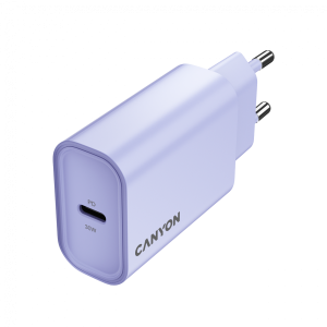 Canyon, PD 30W Travel Charger EU standard, Output: 5V3A, 9V3A, 15V2A, Max Power 30W, Purple, size: 87.8x39.8x23mm, weight: 62.3g
