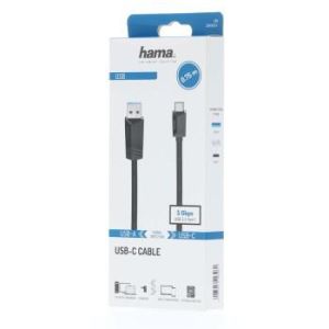 Cablu HAMA USB-C tată-USB-A tată, USB 3.2 Gen 1, 5Gbit/s, 0,75 m., Negru