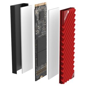 Cooler pasiv Jonsbo M.2 SSD, cu nervuri, roșu