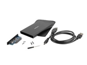 Кутия за твърд диск Natec External HDD/SSD Enclosure Rhino SATA 2.5" USB 2.0 Aluminium Slim Black