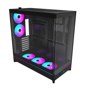 Montech Case ATX - HS02 PRO (B) - 5 x 120 mm ARGB Fans, USB-C, Black