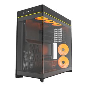 Montech Case ATX - HS02 PRO (B) - 5 x 120 mm ARGB Fans, USB-C, Black