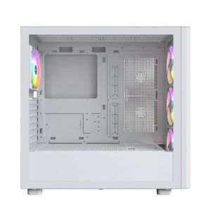 Montech кутия Case ATX - XR Wood (W) - 4 x 120 mm ARGB Fans, Wood, USB-C, White