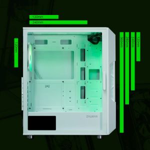 Zalman Case ATX - i3 NEO ARGB White - Mesh, aRGB, Tempered Glass
