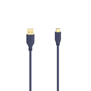 Cablu Hama Flexi-Slim USB-C - USB-A 2.0 tată, 0,75 m, subțire, placat cu aur, albastru