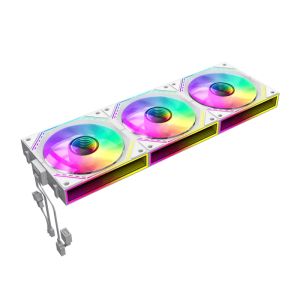 Gamemax Fan Pack 3-in-1 3x120mm - FN12A-S3I-RW White, Reverse, Daisy-Chain, Addressable RGB